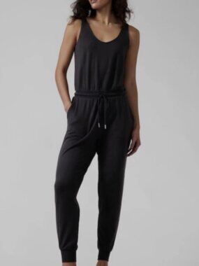 Athleta Black Balance Jumpsuit | Sleeveless Athleisure One Piece | Yoga Lounge